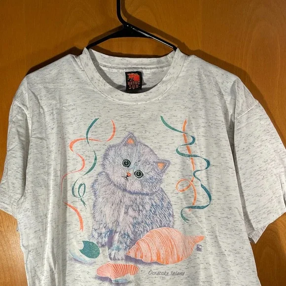 Vintage Native Sun Ocracoke Island North Carolina Awesome Cat Shirt Large L USA - Picture 2 of 11
